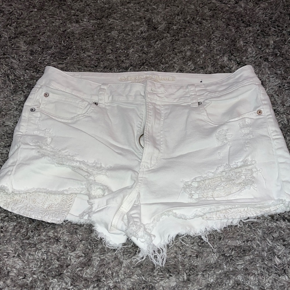American eagle white jean shorts